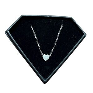Minimalist Silver Tone Heart Pendant Necklace